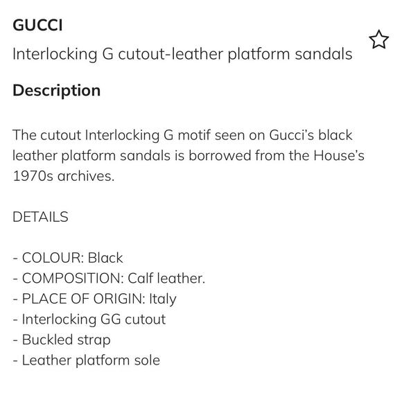 Gucci Cutout Interlocking G 39.5/ US 9.5 Leather Platform Sandals Black NIB - Picture 15 of 15
